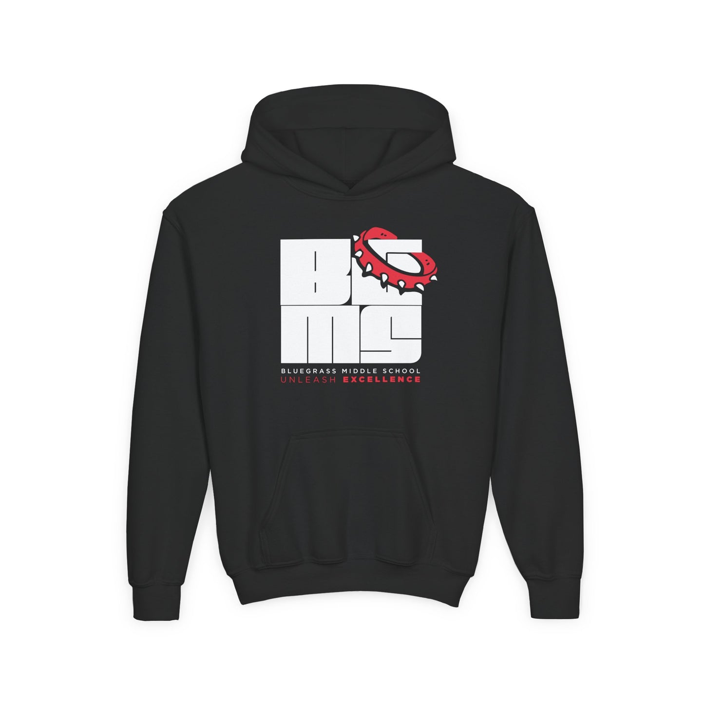 BGMS: Unleashed YOUTH Gildan 18500B Hoodie | School Spirit Sweatshirt | Warm Cotton-Poly Blend | Radcliff & Elizabethtown KY