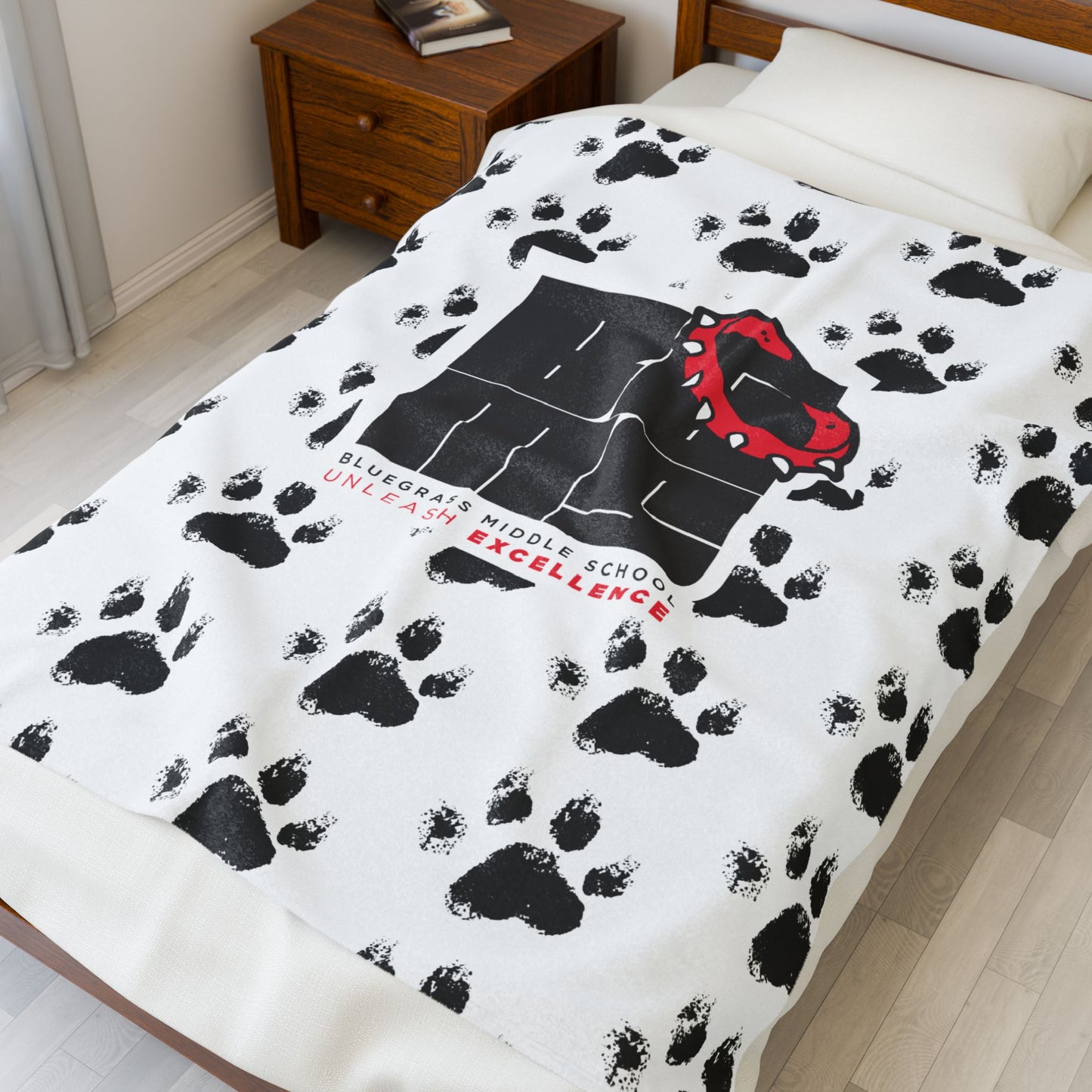 BGMS Bluegrass Middle School Unleashed Velveteen Plush Blanket | School Spirit Throw | Soft Cozy Blanket | Elizabethtown Radcliff KY