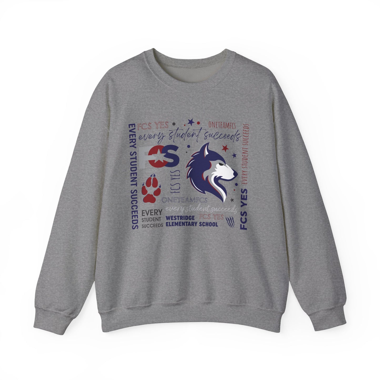 FCS Yes! WRE | Spirit Wear | School Pride Gildan 18000 Crewneck Sweatshirt Wolves | Frankfort, KY School Apparel