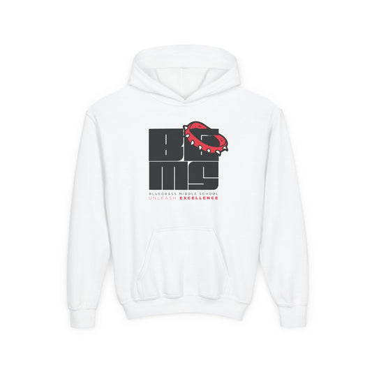 BGMS: Unleashed YOUTH Gildan 18500B Hoodie | School Spirit Sweatshirt | Warm Cotton-Poly Blend | Radcliff & Elizabethtown KY