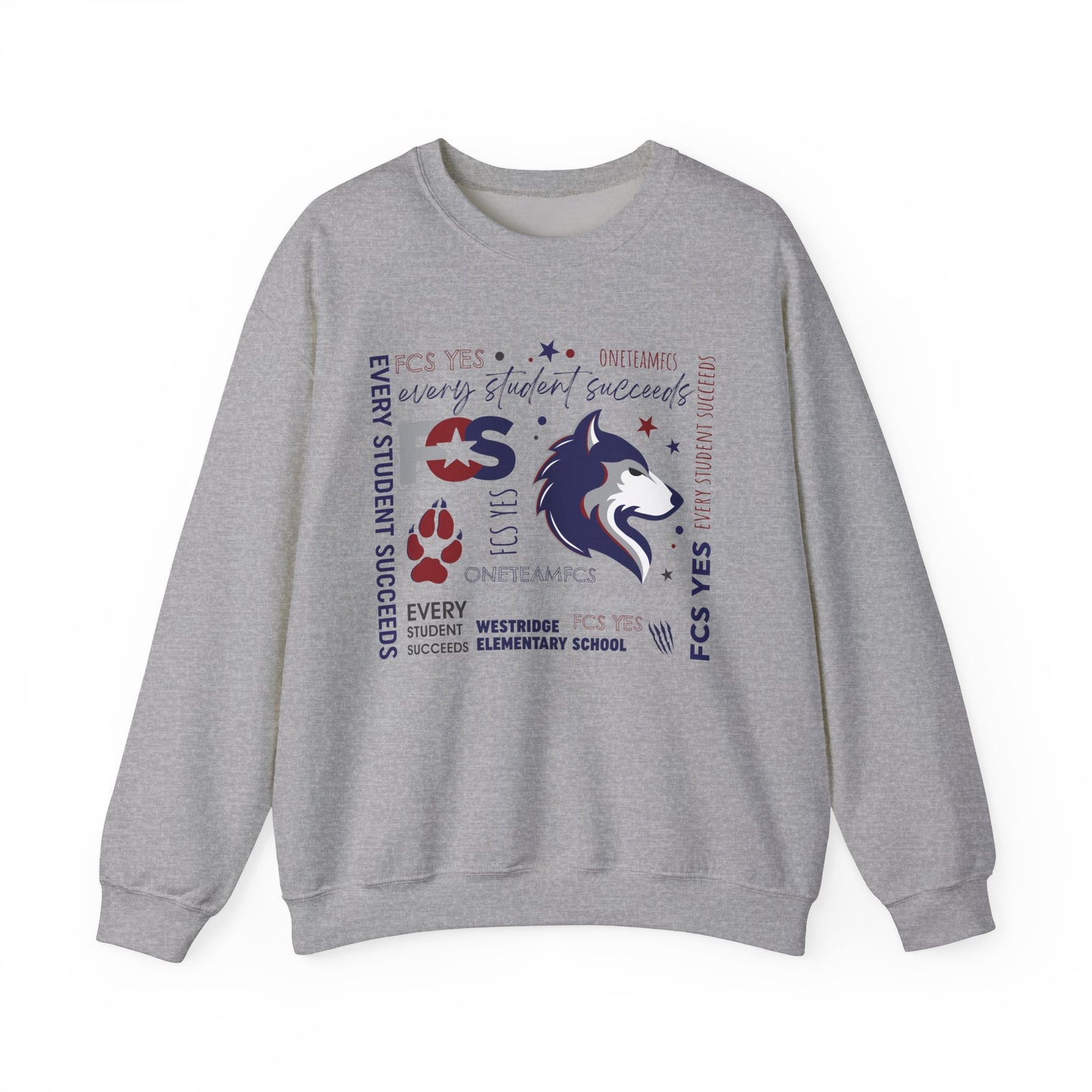 FCS Yes! WRE | Spirit Wear | School Pride Gildan 18000 Crewneck Sweatshirt Wolves | Frankfort, KY School Apparel