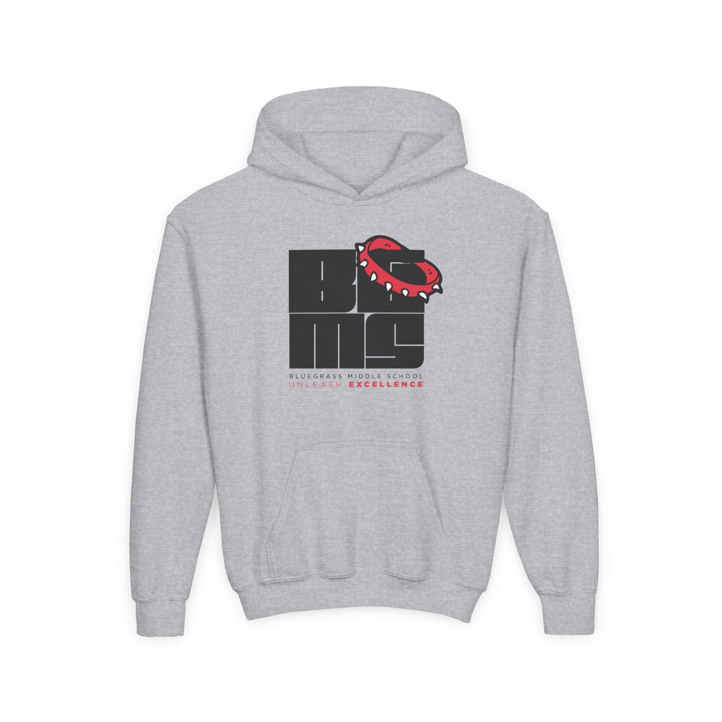 BGMS: Unleashed YOUTH Gildan 18500B Hoodie | School Spirit Sweatshirt | Warm Cotton-Poly Blend | Radcliff & Elizabethtown KY