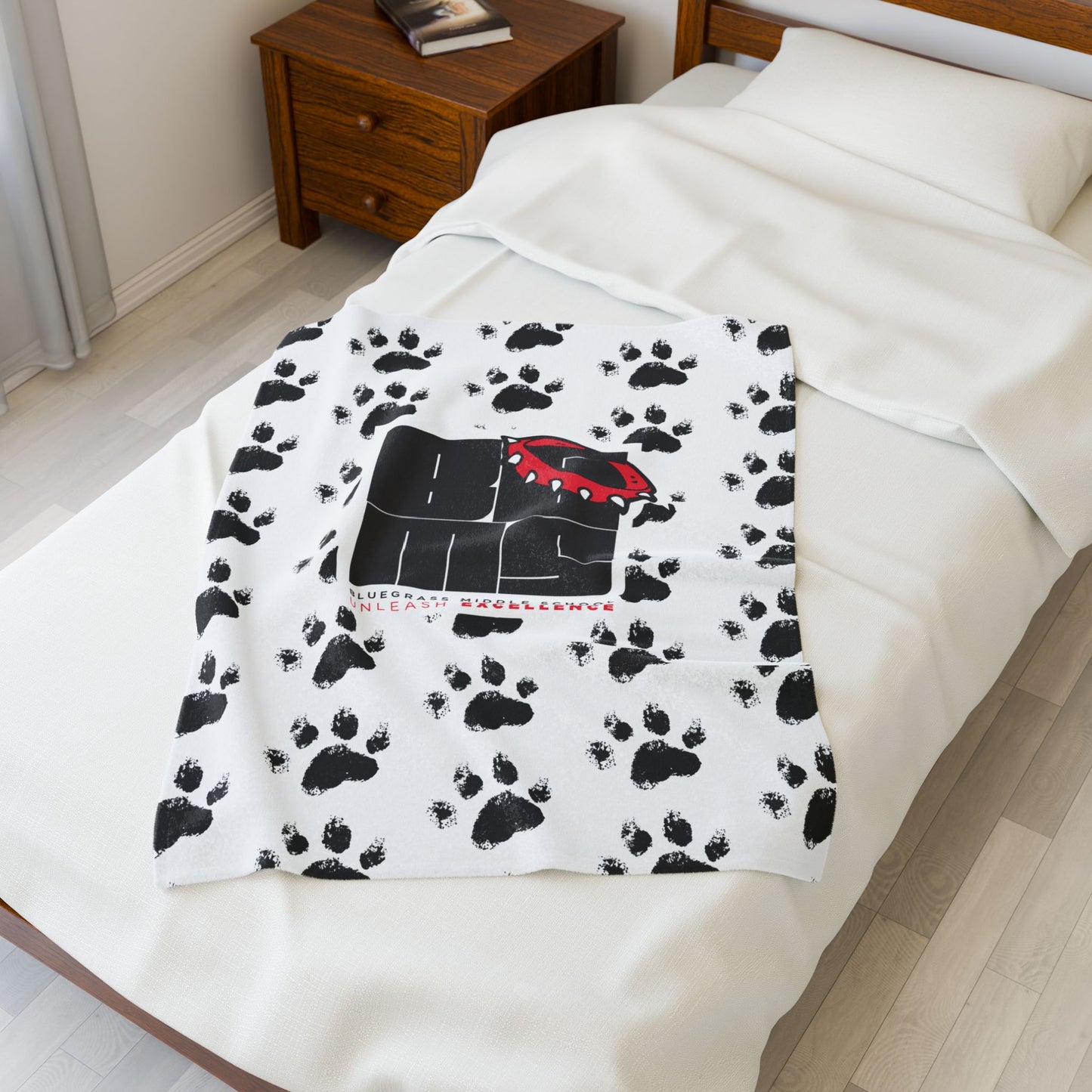 BGMS Bluegrass Middle School Unleashed Velveteen Plush Blanket | School Spirit Throw | Soft Cozy Blanket | Elizabethtown Radcliff KY