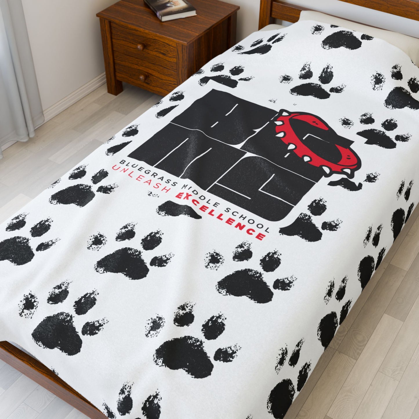 BGMS Bluegrass Middle School Unleashed Velveteen Plush Blanket | School Spirit Throw | Soft Cozy Blanket | Elizabethtown Radcliff KY