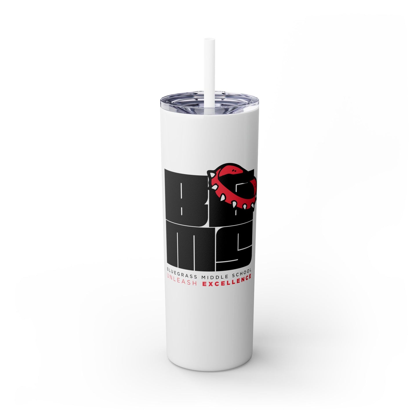 BGMS Unleashed | Bluegrass Middle School Skinny Tumbler with Matching Straw | School Spirit Drinkware | Elizabethtown Radcliff KY