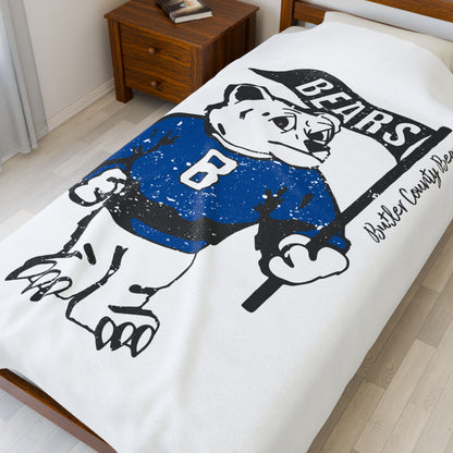 BCS Velveteen Plush Blanket | Spirit Wear | School Pride Blanket Bears Mascot | Morgantown Kentucky School Apparel | Cozy and Stylish
