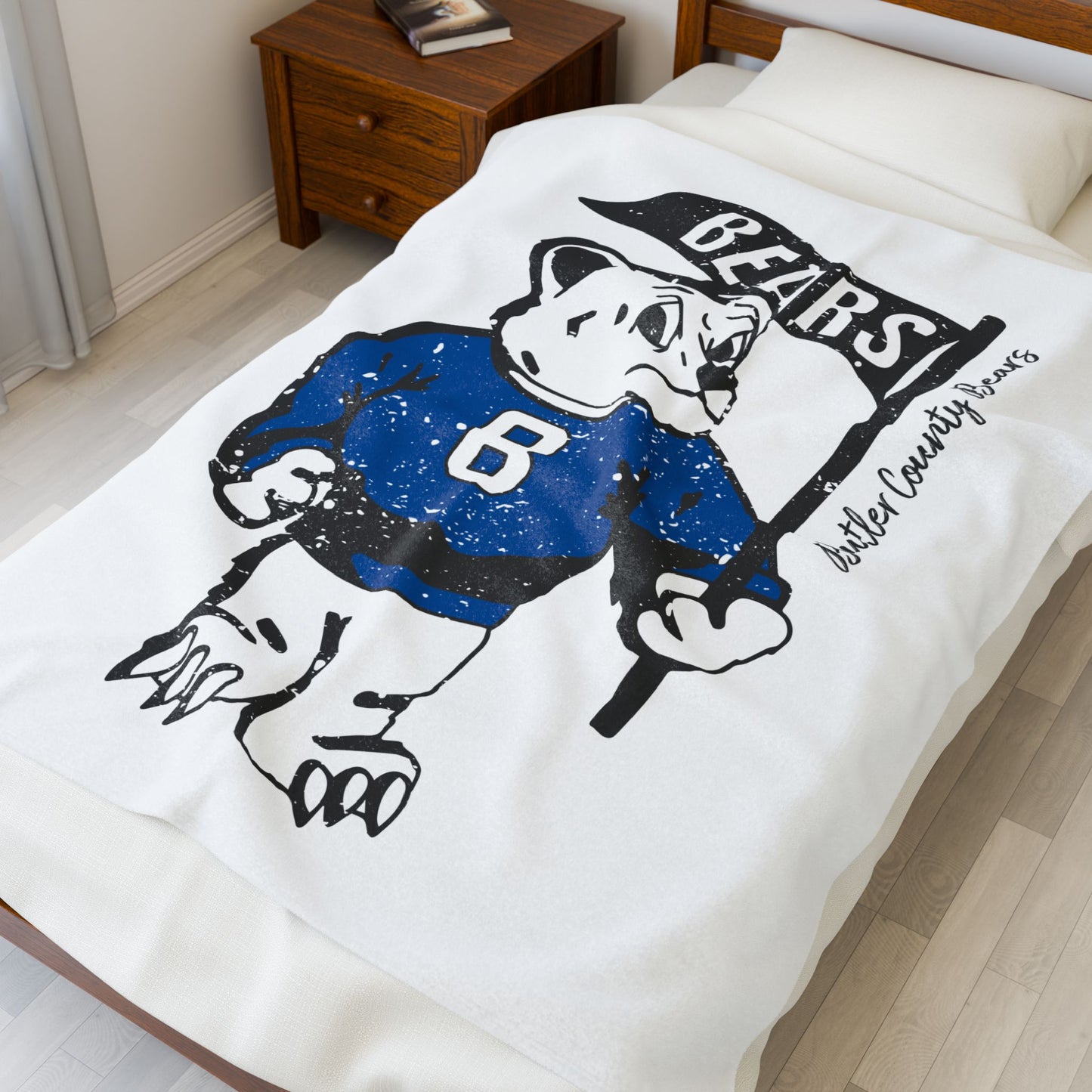 BCS Velveteen Plush Blanket | Spirit Wear | School Pride Blanket Bears Mascot | Morgantown Kentucky School Apparel | Cozy and Stylish