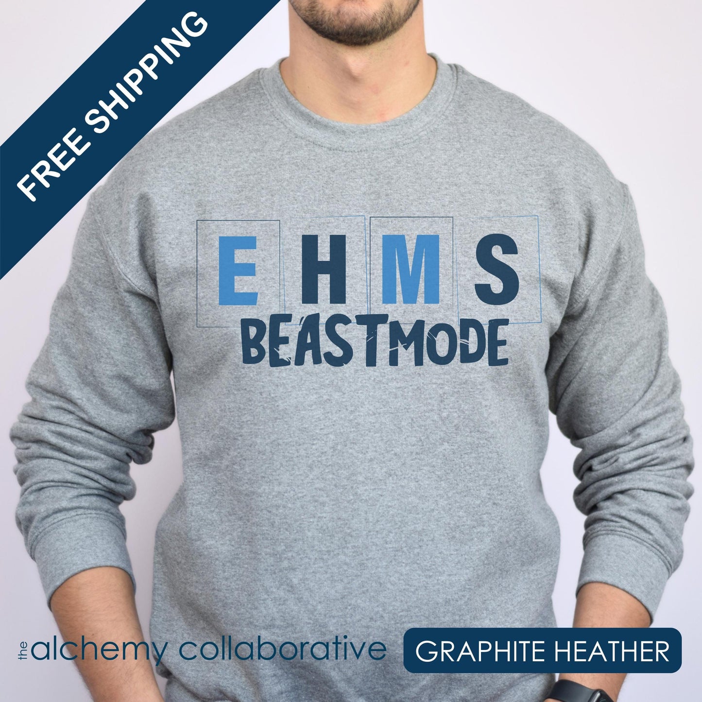 EHMS bEASTmode | Spirit Wear | School Pride Gildan 18000 Crewneck Sweatshirt Bruin | Elizabethtown, KY School Apparel