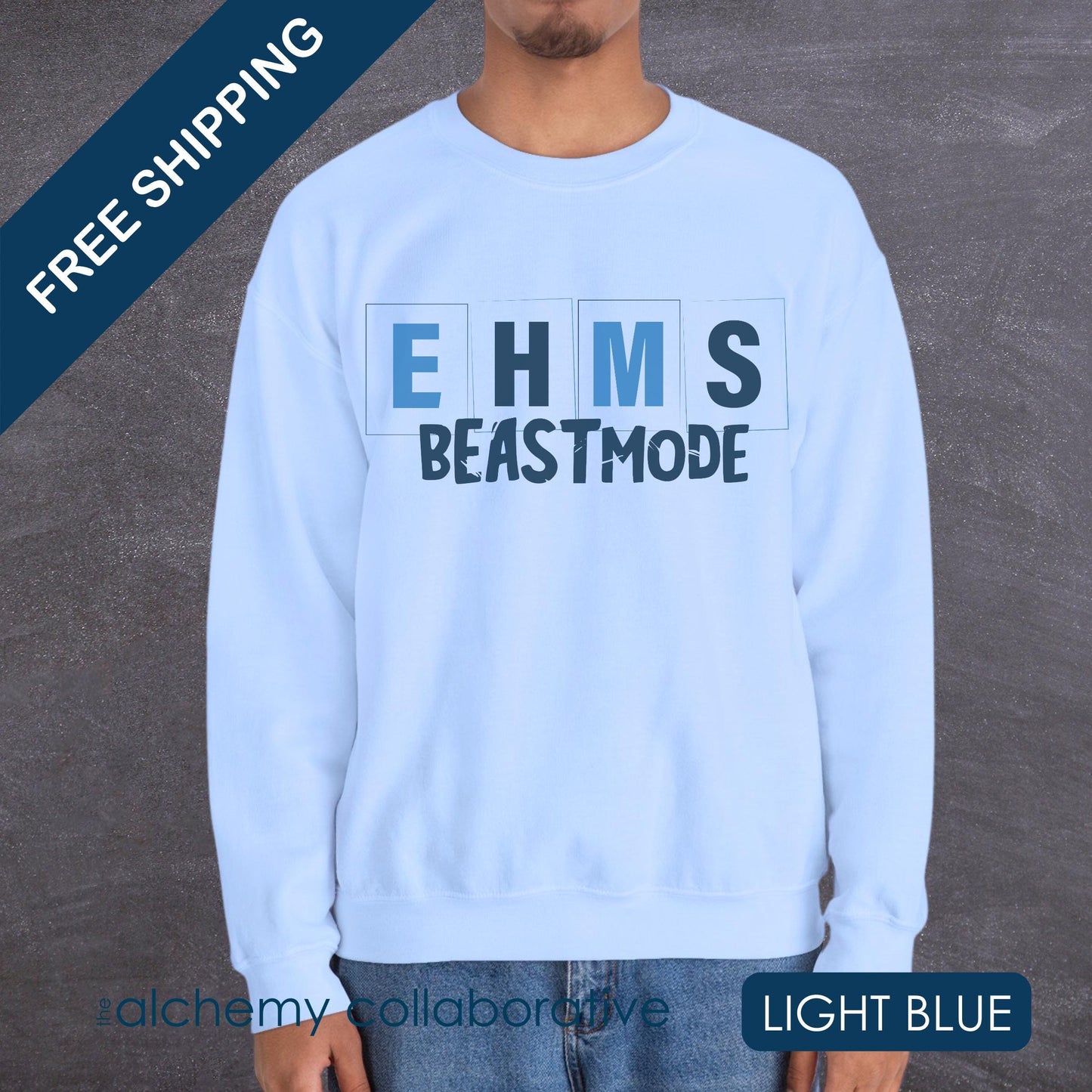 EHMS bEASTmode | Spirit Wear | School Pride Gildan 18000 Crewneck Sweatshirt Bruin | Elizabethtown, KY School Apparel