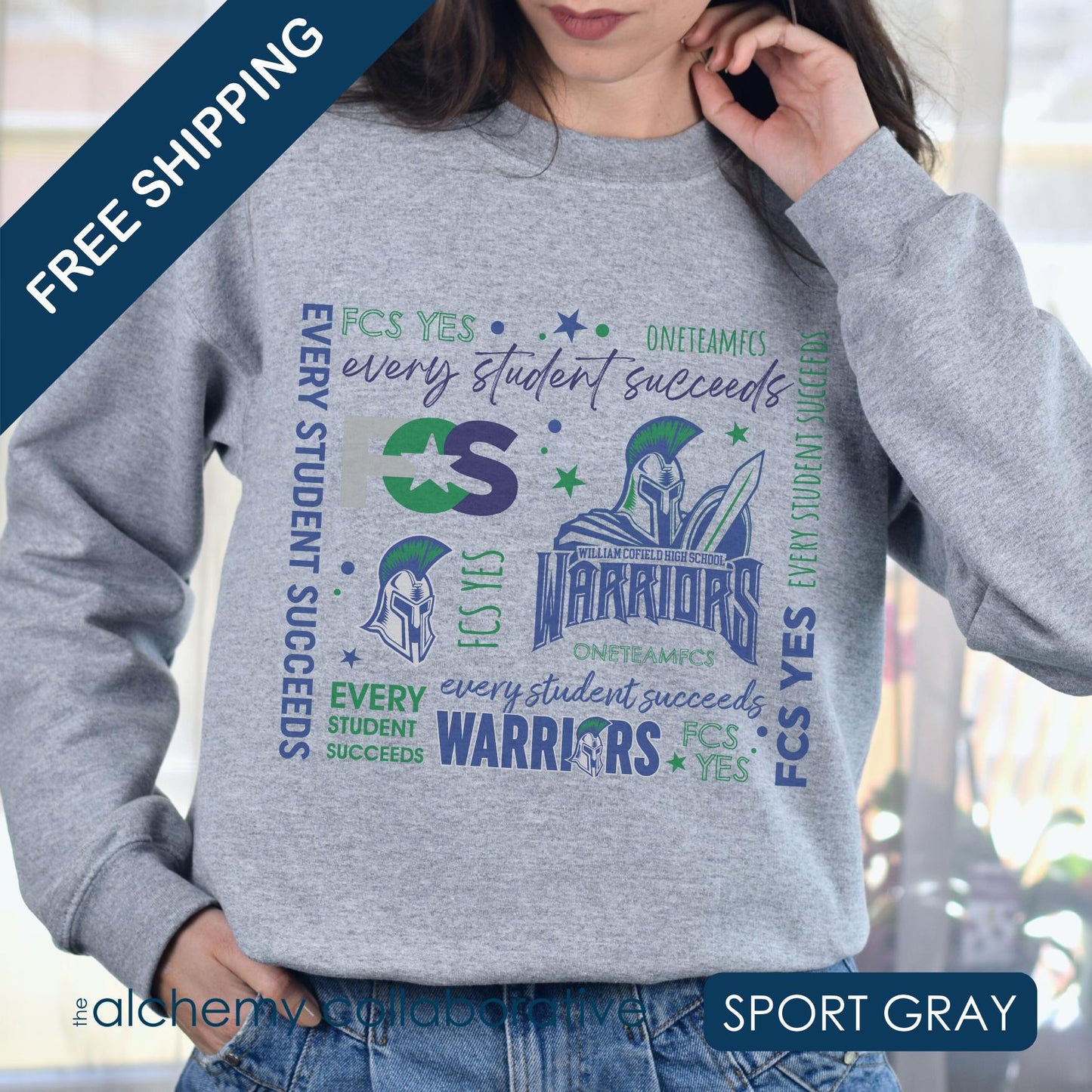 FCS Yes! WCHS | Spirit Wear | School Pride Gildan 18000 Crewneck Sweatshirt Warrior | Frankfort, KY School Apparel