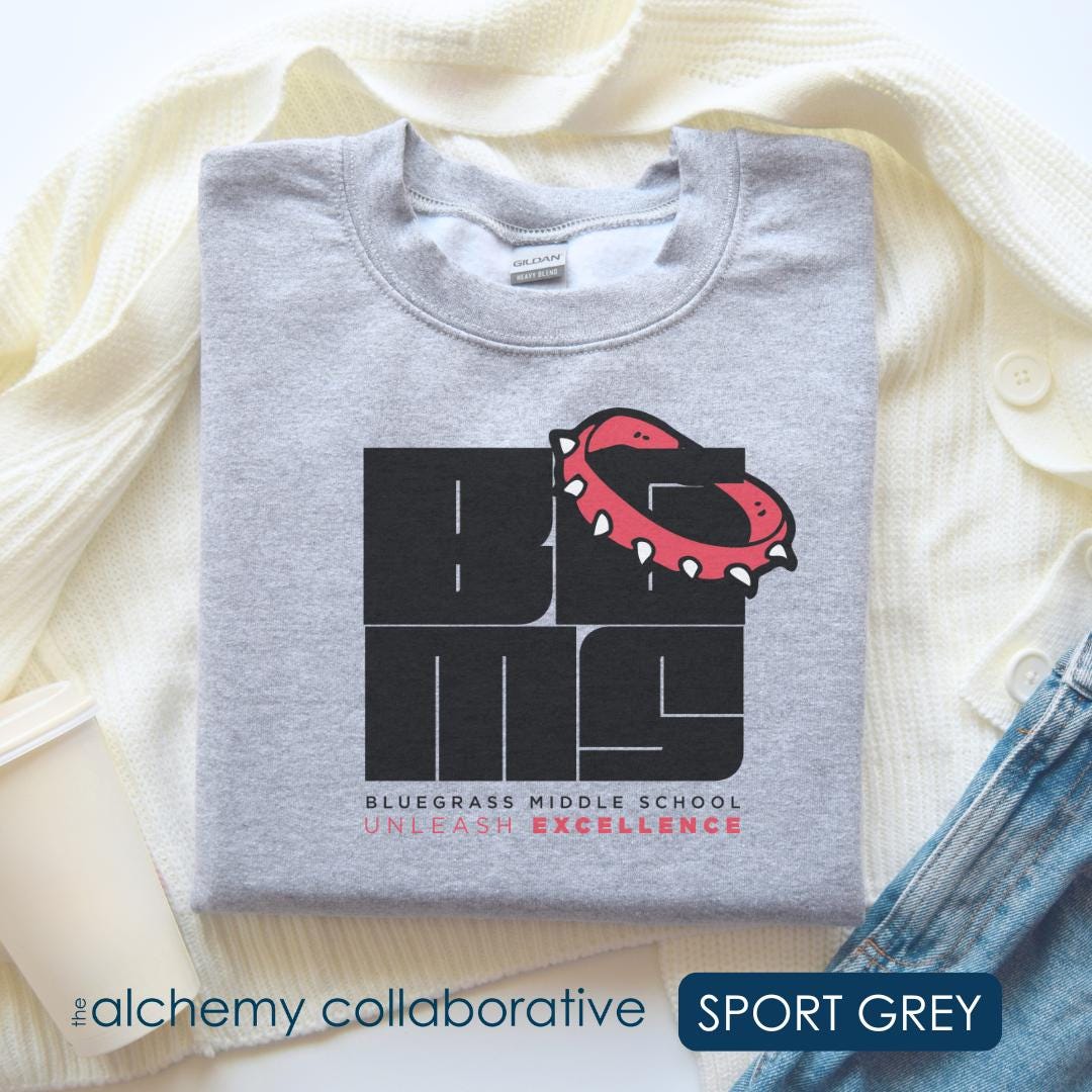 BGMS Unleashed | Bulldogs Crewneck Sweatshirt | Unisex School Spirit Wear | Radcliff | Elizabethtown KY | School Pride | Sizes S-XXL