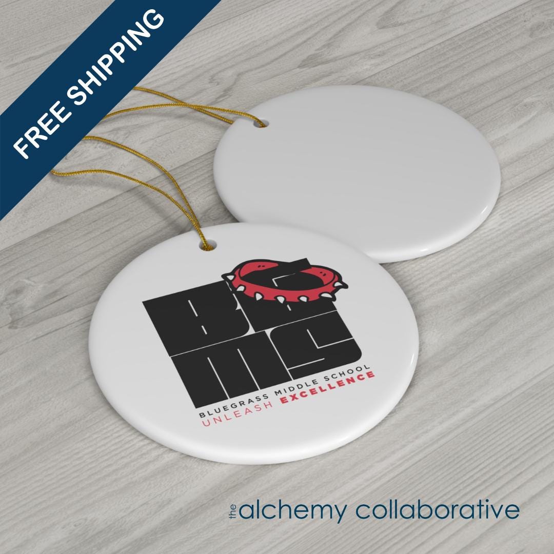 BGMS Unleashed | Bluegrass Middle School Ceramic Circle Ornament | School Spirit Decor | Custom School Ornament | Elizabethtown Radcliff KY