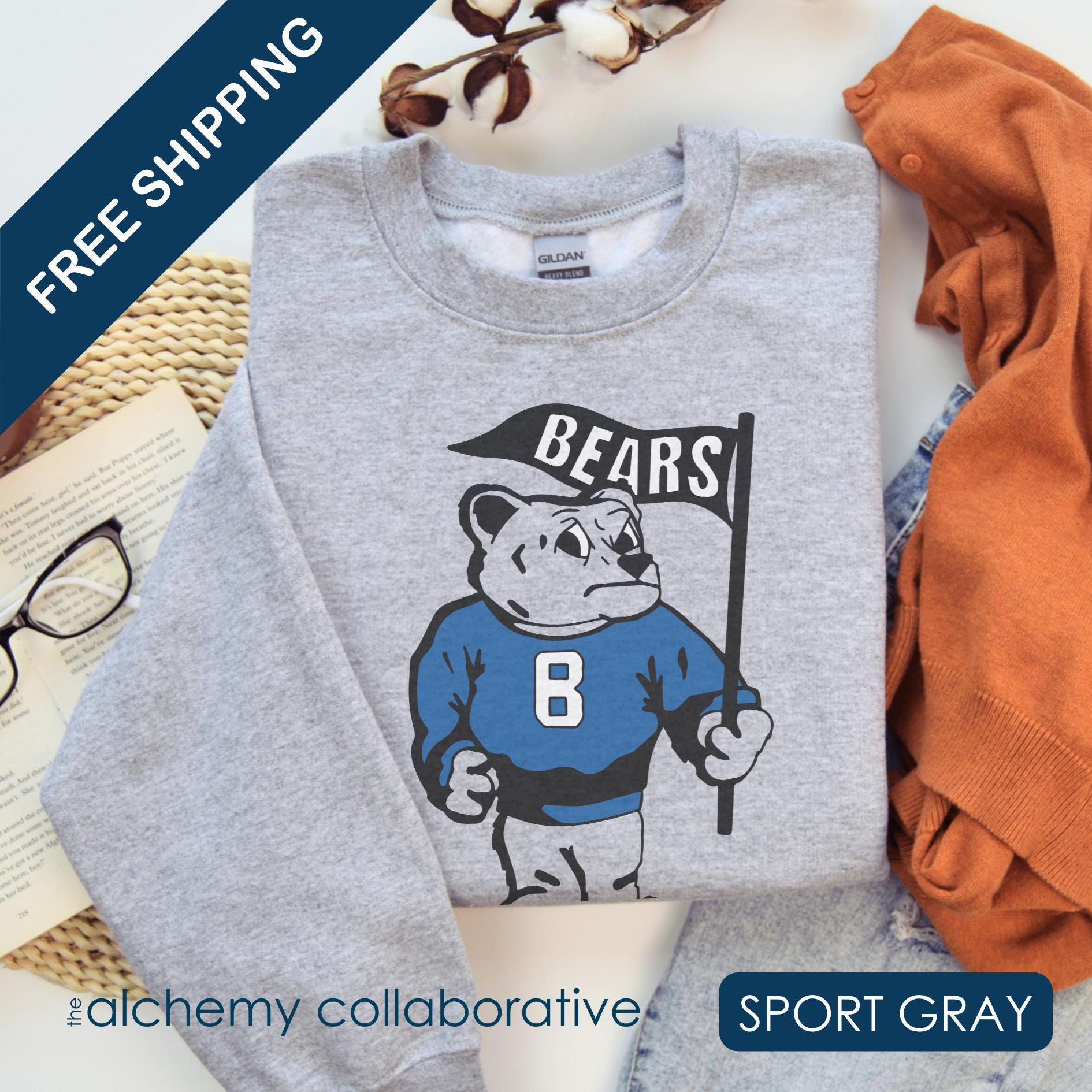 BCS Vintage Bears | Spirit Wear | School Pride Gildan 18000 Bears | Morgantown, KY School Apparel