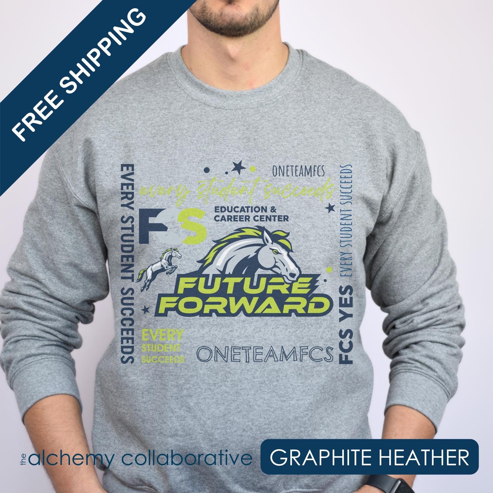 FCS Yes! Future Forward | Spirit Wear | School Pride Gildan 18000 Crewneck Sweatshirt | Frankfort, KY School Apparel