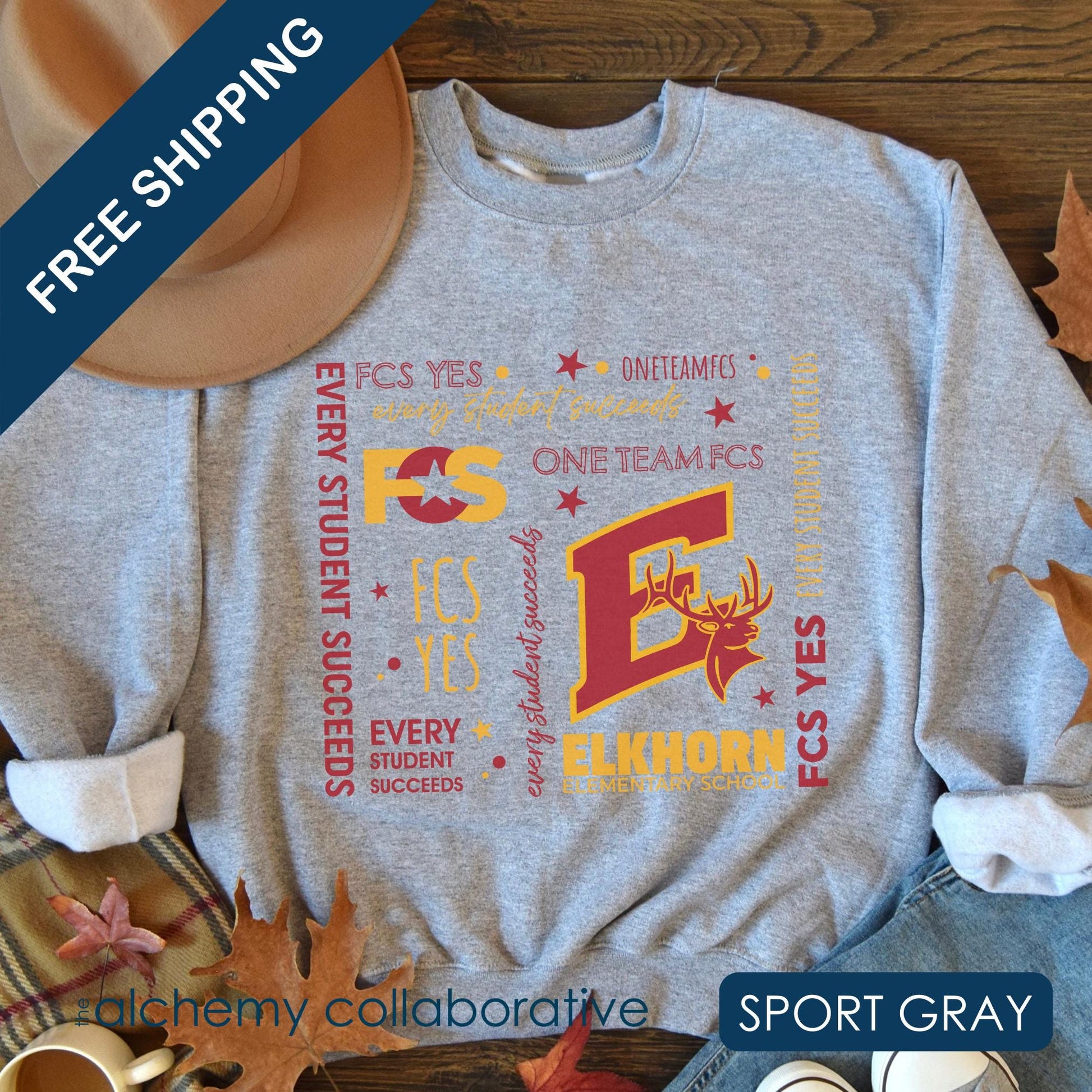 FCS Yes! EES | Spirit Wear | School Pride Gildan 18000 Crewneck Sweatshirt Elk | Frankfort, KY School Apparel