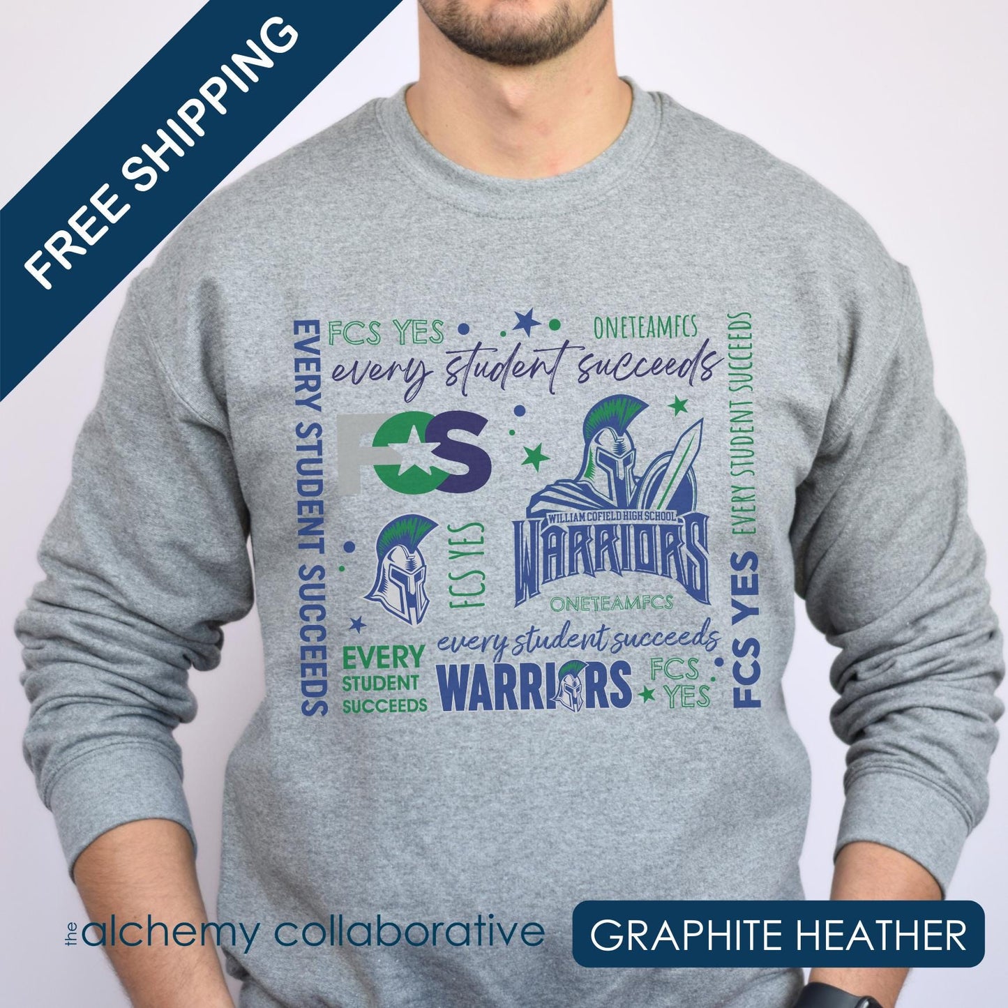 FCS Yes! WCHS | Spirit Wear | School Pride Gildan 18000 Crewneck Sweatshirt Warrior | Frankfort, KY School Apparel