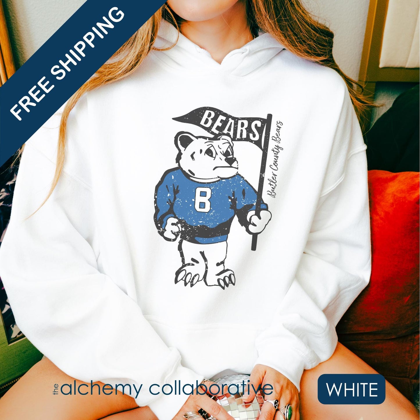 BCS 18500 Hoodie | Vintage Bear | Spirit Wear | School Pride | Butler County Kentucky School Apparel